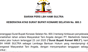 LBH HAMI SULTRA: KEBERATAN ATAS SURAT BUPATI KONAWE SELATAN No. 600.3